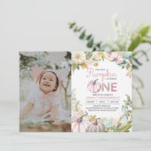 秋のカボチャ　オータム　ファーストバースデー　招待状　女の子 招待状 (スタンド正面)