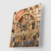  秋のカボチャ スクエア壁時計 (傾斜)