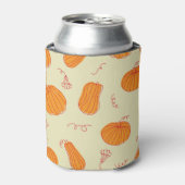 秋のカボチャ：ドードルオレンジパターン。 缶クーラー (缶正面)