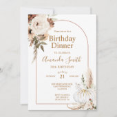 秋のカボチャ ボホ アーチ フラワー 誕生日 30歳 ディナー 招待状 (正面)