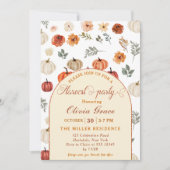 秋のカボチャ ラスティック ハーベスト パーティー 招待状 (正面)