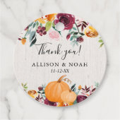 秋のカボチャ ラスティック フラワーズ バーガンディ ブラッシュ フェイバータグ (正面)