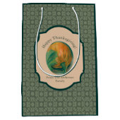 秋のカボチャ&リーフパステルサンクスギビング ミディアムペーパーバッグ (正面)