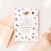 秋のカボチャ ワイルドフラワー フレンズギビング ご招待 シーズンカード