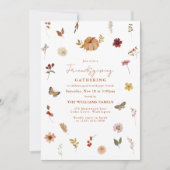 秋のカボチャ ワイルドフラワー フレンズギビング ご招待 シーズンカード (正面)