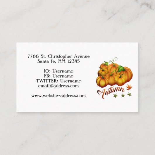 秋のカボチャ 名刺 (裏面)