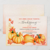 秋のカボチャ |感謝祭ディナー招待状 招待状 (正面/裏面)