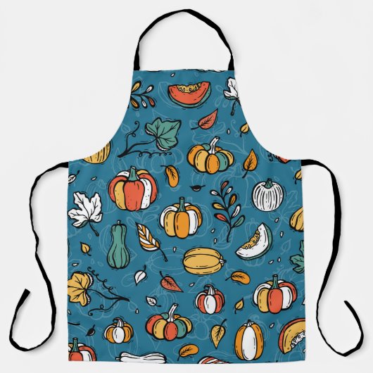 秋のカボチャ：手描き野菜 エプロン (正面)