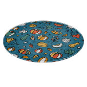 秋のカボチャ:手描き野菜 カッティングボード (角)