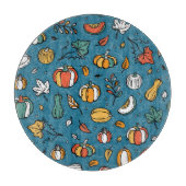 秋のカボチャ:手描き野菜 カッティングボード (正面)