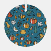 秋のカボチャ：手描き野菜 ガラスオーナメント (裏面)