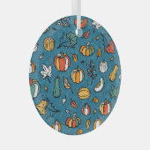 秋のカボチャ：手描き野菜 ガラスオーナメント (正面右)