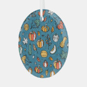 秋のカボチャ：手描き野菜 ガラスオーナメント (正面左)