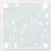 秋のカボチャ:手描き野菜 ガラスコースター (裏面)