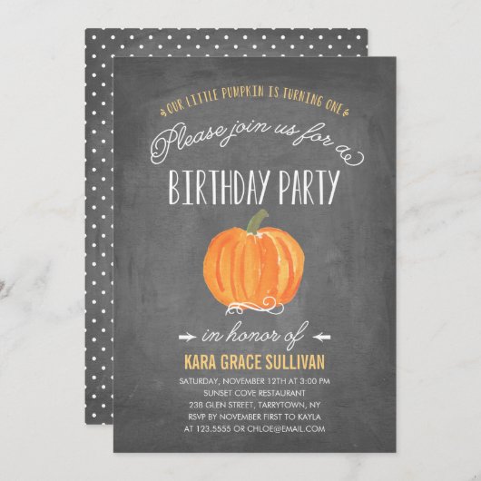 秋のカボチャ|最初誕生日の招待状 招待状 (正面/裏面)