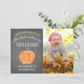 秋のカボチャ|最初誕生日は写真との感謝していしています サンキューカード (スタンド正面)