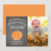 秋のカボチャ|最初誕生日は写真との感謝していしています サンキューカード (正面/裏面)