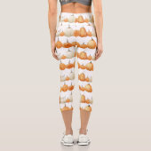 秋のカボチャ：水彩イラストレーション模様 カプリレギンス (裏面)