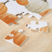 秋のカボチャ:水彩イラストレーション模様 ジグソーパズル (側面)