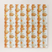 秋のカボチャ:水彩イラストレーション模様 ジグソーパズル (横)