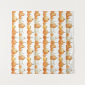 秋のカボチャ：水彩イラストレーション模様 タペストリー (正面(横))