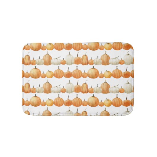 秋のカボチャ:水彩イラストレーション模様 バスマット (正面)