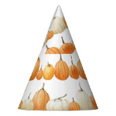 秋のカボチャ：水彩イラストレーション模様 パーティーハット (左)