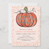 秋のカボチャ 私たちの小さな子が1歳になる 招待状 (正面)