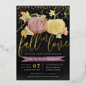 秋のカボチャ |秋ブライダルシャワー箔 箔招待状 (正面)