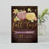 秋のカボチャ |秋ブライダルシャワー 箔招待状 (立ち正面)