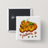 秋のカボチャ 缶バッジ (正面&裏面)