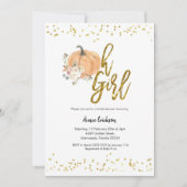 秋のカボチャOhガールベビーシャワー 招待状 (正面)