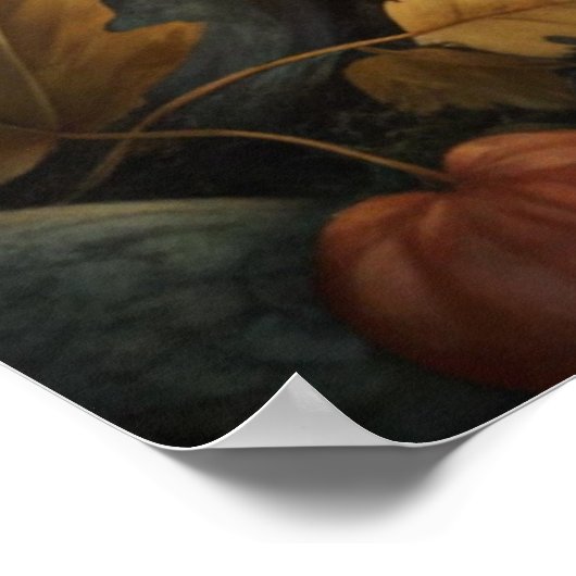 秋のカラスのウォールアート – 神秘的な満月の森 ポスター (角)