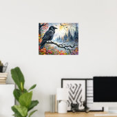 秋のカラスの水のカラーアート ポスター (ホームオフィス)