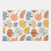 秋のカラフルかぼちゃ模様 キッチンタオル (横)