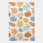 秋のカラフルかぼちゃ模様 キッチンタオル (縦)