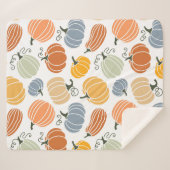 秋のカラフルかぼちゃ模様 シェルパブランケット (正面(横))