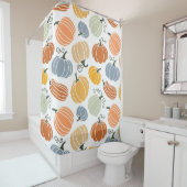 秋のカラフルかぼちゃ模様 シャワーカーテン (インサイチュ)