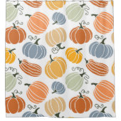 秋のカラフルかぼちゃ模様 シャワーカーテン (正面)