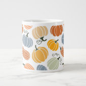 秋のカラフルかぼちゃ模様 ジャンボコーヒーマグカップ (正面)