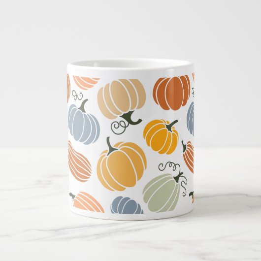 秋のカラフルかぼちゃ模様 ジャンボコーヒーマグカップ (正面)