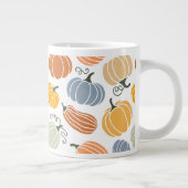 秋のカラフルかぼちゃ模様 ジャンボコーヒーマグカップ (右)