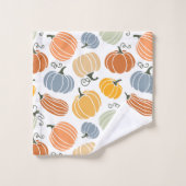 秋のカラフルかぼちゃ模様 バスタオルセット (ウォッシュタオル)