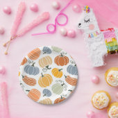 秋のカラフルかぼちゃ模様 ペーパープレート (パーティー)