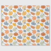 秋のカラフルかぼちゃ模様 ラッピングペーパー (フラット)
