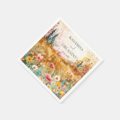 秋のカラフルな野の花の草原の結婚式 スタンダードカクテルナプキン (角)