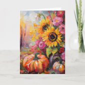 秋のカラフルフローラとカボチャ カード (正面)