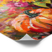 秋のカラフルフローラとカボチャ ポスター (角)