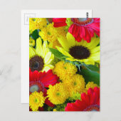 秋のカラフルフローラブーケ ポストカード (正面/裏面)