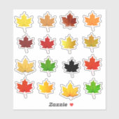 秋のカラフルメープルリーフ防水ラベル シール (シート)